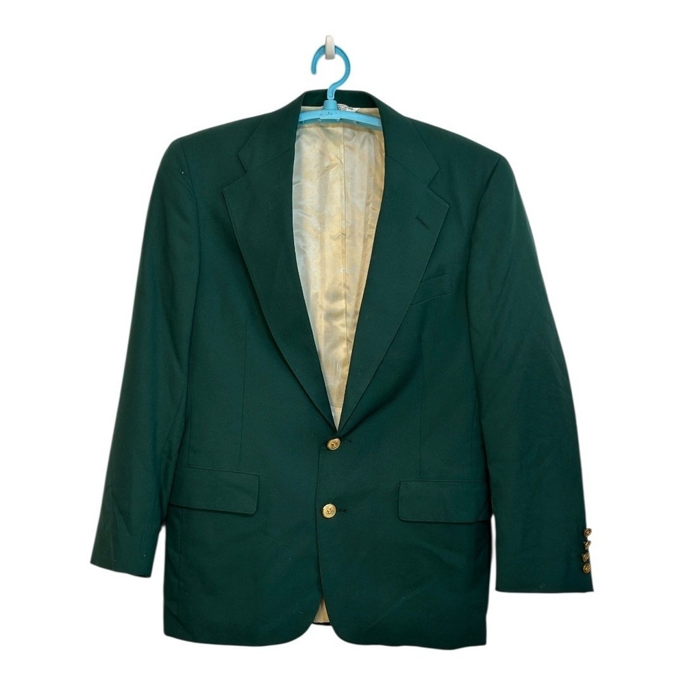 Vintage John Weitz Blazer 100% Wool Tailored USA Holiday‎ Green 36 Slim/R